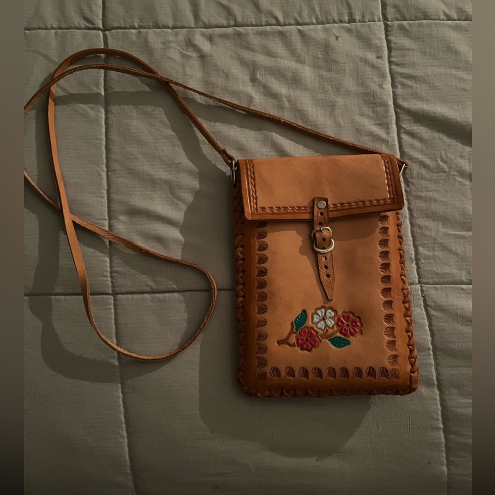 Cute leather crossbody purse.